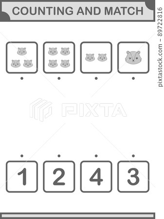 Counting and match Skunk face. Worksheet for kids 89722816