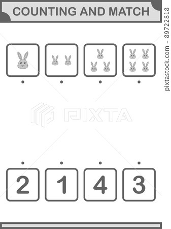Counting and match Rabbit face. Worksheet for kids 89722818