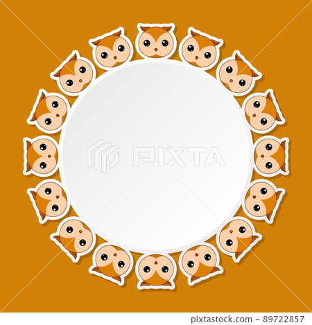 Owl with round frame for banner, poster, and greeting card 89722857