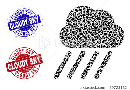 Rain Cloud Mosaic of Shards with Cloudy Sky... - Stock Illustration ...