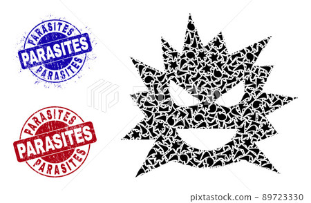 Virus Cell Mosaic of Debris with Parasites Grunge Seals 89723330