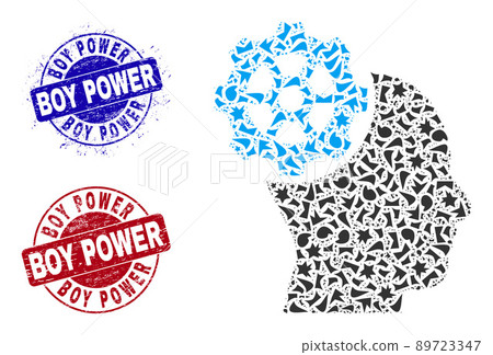 Head Gear Mosaic of Fractions with Boy Power Scratched Rubber Imprints Head Gear Mosaic of Fractions with Boy Power Scratched Rubber Imprints 89723347