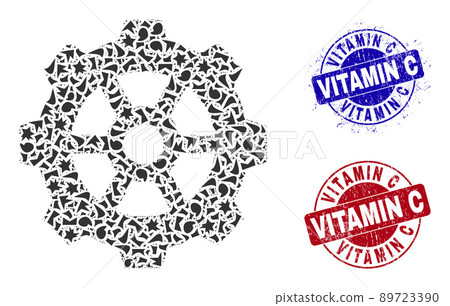 Gear Mosaic of Debris with Vitamin C Textured Rubber Imprints 89723390