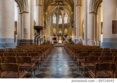 Hasselt, Limburg, Belgium - Gothic interior design of the Saint Quentin Cathedral Hasselt, Limburg, Belgium - Gothic interior design of the Saint Quentin Cathedral 89724045