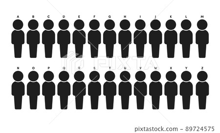 從 A 到 Z 26 人的字母和圖標象形圖 89724575