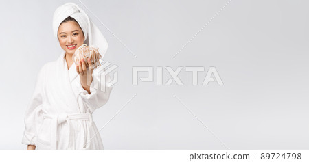 Asian woman being happy with the shower. Studio concept 89724798