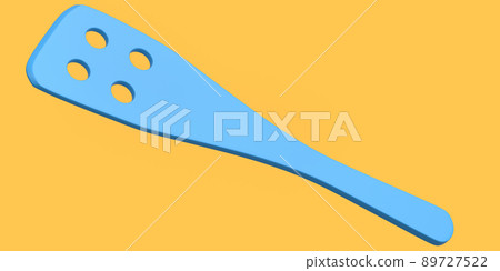 Wooden slotted turner or kitchen utensils on orange background. Wooden slotted turner or kitchen utensils on orange background. 89727522
