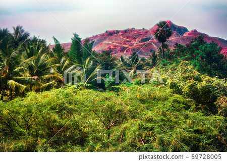 Mountain and striated infinite number of roads. 89728005