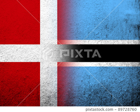 the Kingdom of Denmark National flag with The Republic of Botswana National flag. Grunge Background 89728760