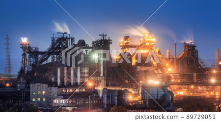 Azovstal in Mariupol, Ukraine before war. Steel plant at night Azovstal in Mariupol, Ukraine before war. Steel plant at night 89729051