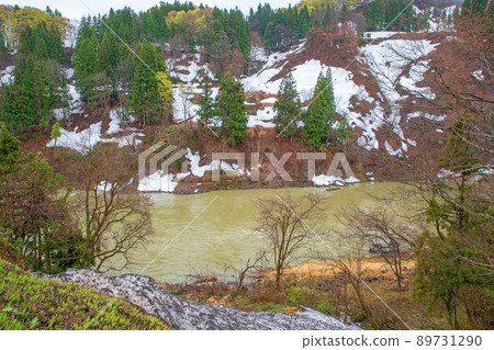 千曲川道路驛站榮、殘雪、早春風光 89731290