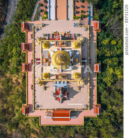Aerial view of Wat Khiriwong temple on top of the mountain in Nakhon Sawan, Thailand Aerial view of Wat Khiriwong temple on top of the mountain in Nakhon Sawan, Thailand 89731526