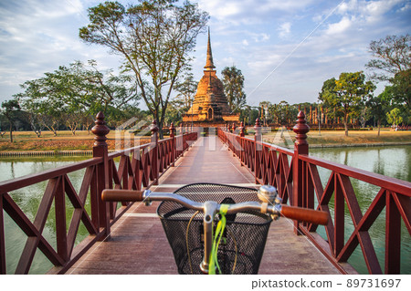 Bicycle in Wat Sra Sri or Wat Sa Si in Sukhothai historical park in Thailand Bicycle in Wat Sra Sri or Wat Sa Si in Sukhothai historical park in Thailand 89731697