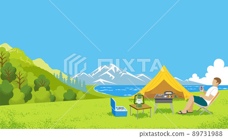 Men enjoying summer camp Men enjoying summer camp 89731988