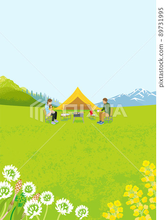 享受春營的年輕家庭-垂直構圖 A4 比例 享受春營的年輕家庭-垂直構圖 A4 比例 89731995