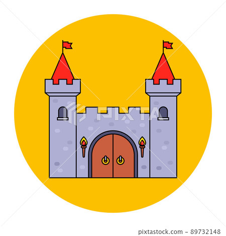 fabulous stone castle in the Middle Ages with towers. fabulous stone castle in the Middle Ages with towers. 89732148