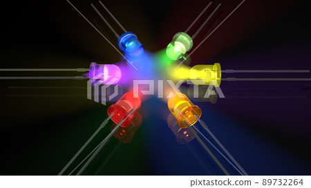 6 色 LED 排列成圓形並發光的圖像 89732264