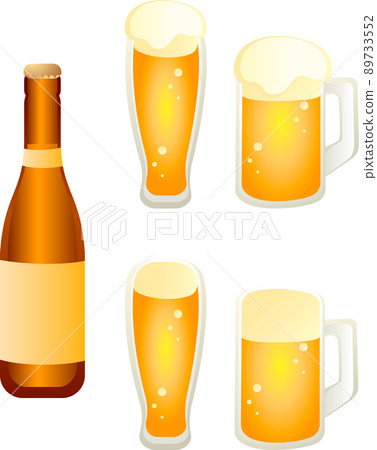 Summer beer bottle mug glass icon emoji mark decoration drink simple illustration set 89733552