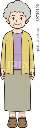 Senior woman whole body, skirt_line drawing - Stock Illustration ...