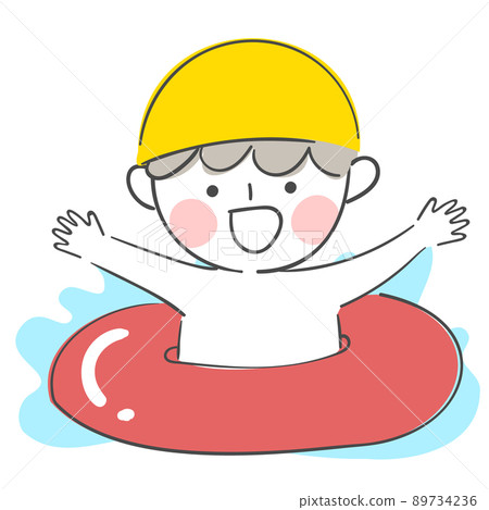 kid riding a tube kid riding a tube 89734236