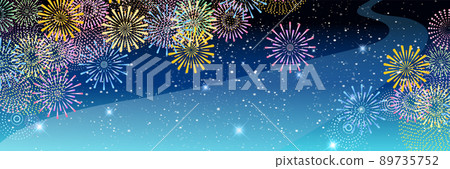 Fireworks Milky Way sky background 89735752