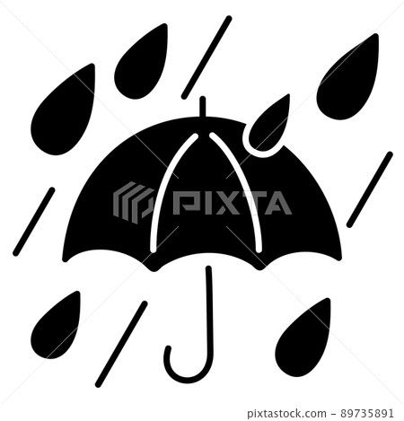 Simple umbrella and strong rain mark (silhouette) Simple umbrella and strong rain mark (silhouette) 89735891