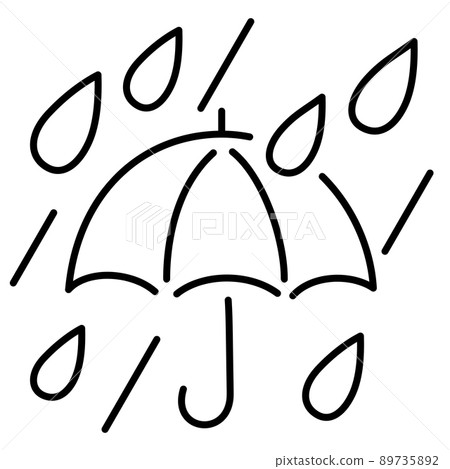 Simple umbrella and strong rain mark (line drawing) Simple umbrella and strong rain mark (line drawing) 89735892