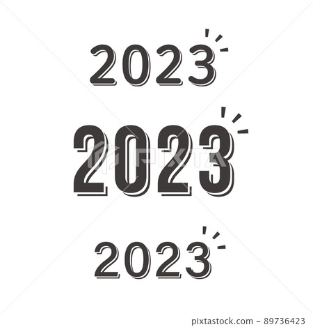 2023 簡單的標誌式陰影設計字符集黑白 2023 簡單的標誌式陰影設計字符集黑白 89736423