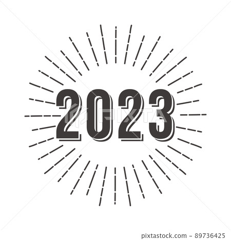 2023 簡單的logo類陰影字符和太陽框黑白 2023 簡單的logo類陰影字符和太陽框黑白 89736425