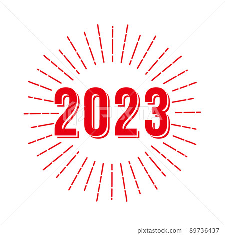 2023 Simple logo-like shaded letters and sun frame red 2023 Simple logo-like shaded letters and sun frame red 89736437