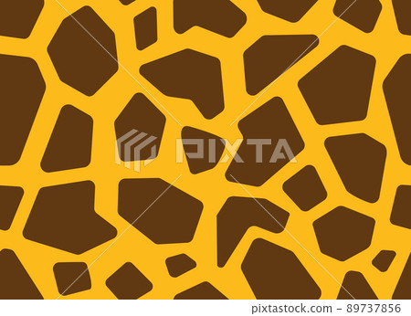 Giraffe skin in brown color on yellow background seamless pattern. Animal Texture for background. Vector. 89737856