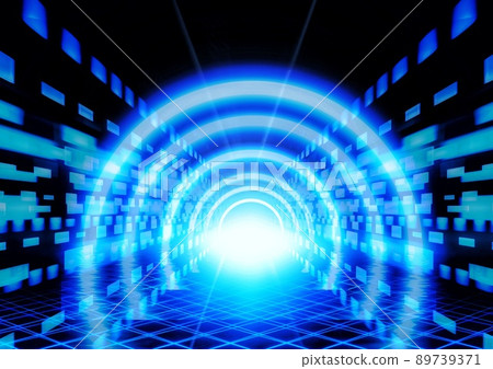 3D illustration of a circular tunnel of light with the concept of science technology 3D illustration of a circular tunnel of light with the concept of science technology 89739371