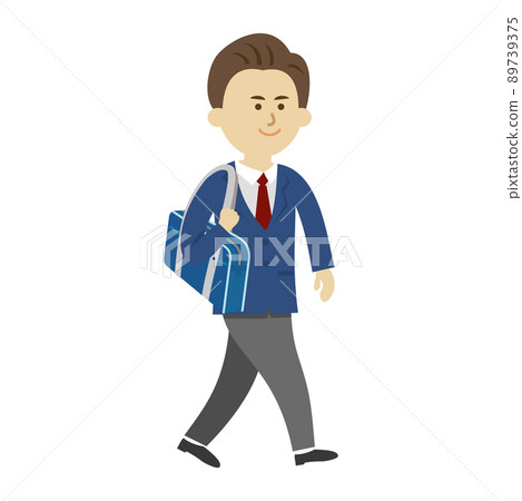 一個男孩上學的插圖圖像 89739375