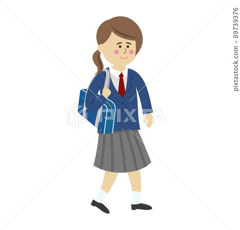 一個女學生去上學的插圖圖像 一個女學生去上學的插圖圖像 89739376