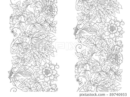 Fantasy flowers in retro, vintage, jacobean embroidery style. Fantasy flowers in retro, vintage, jacobean embroidery style. 89740933