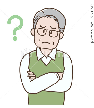 一位老人思考的插圖 89741563