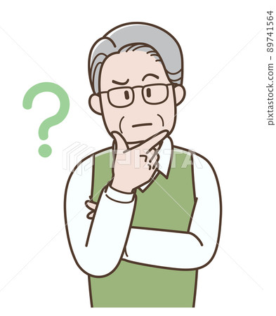 一位老人思考的插圖 89741564