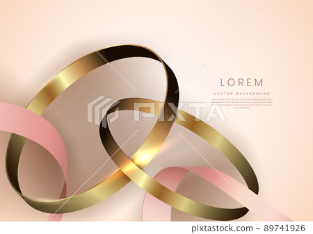 Luxury background with pink ribbon and golden circle shape 3d golden with copy space for text. Luxury background with pink ribbon and golden circle shape 3d golden with copy space for text. 89741926