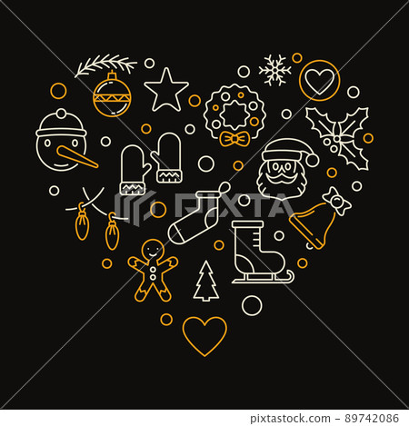 Heart of Xmas outline icons. Vector Christmas... - Stock Illustration ...