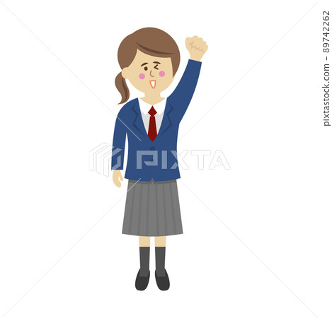 一個女學生做膽量姿勢的插圖圖像 一個女學生做膽量姿勢的插圖圖像 89742262