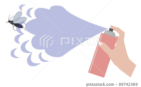Illustration of spraying insecticide on mosquitoes 89742369