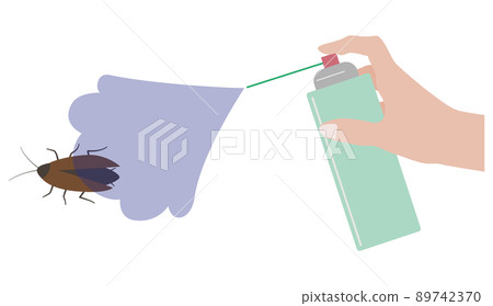 向蟑螂噴灑噴霧型殺蟲劑的插圖 89742370