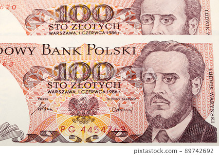 Old Polish money - 100 Zloty a background Old Polish money - 100 Zloty a background 89742692