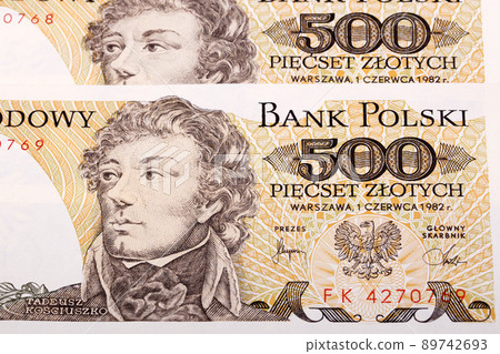 Old Polish money - 500 Zloty a background Old Polish money - 500 Zloty a background 89742693