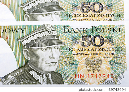 Old Polish money - 50 Zloty a background Old Polish money - 50 Zloty a background 89742694