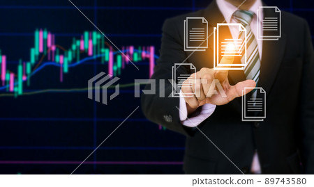 business concept finger pointing electronic document 89743580