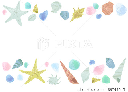 Vector illustration frame of seagrass and seashells 89743645