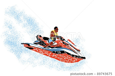 Tan man driving a jet ski Tan man driving a jet ski 89743675