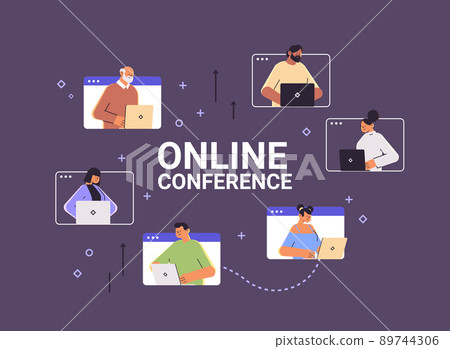businesspeople having online conference meeting business people discussing during video call webinar concept 89744306