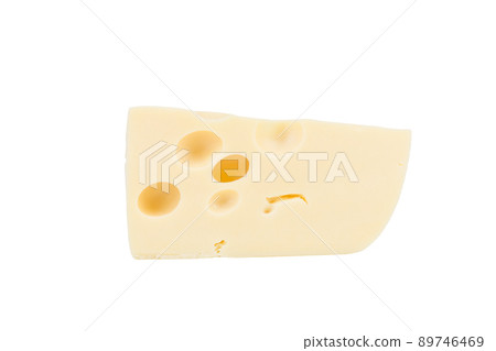 Emmental cheese piece, Swiss cheese. 89746469